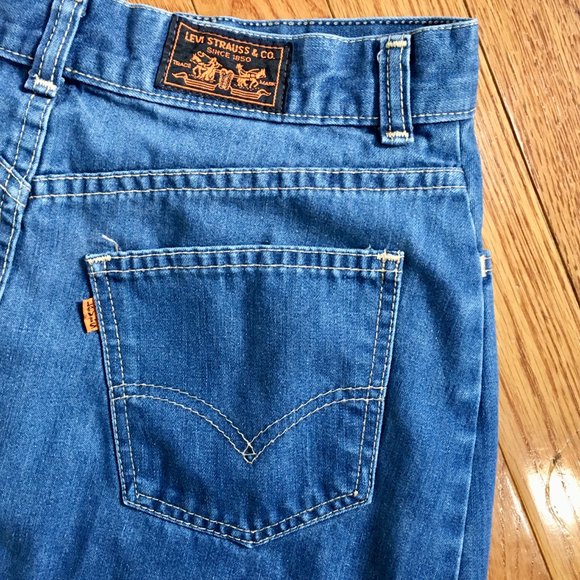 Vtg 70s Levi's High Waisted Orange Tab Denim Skirt - Picture 10 of 12